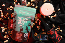 Load image into Gallery viewer, Forget about 'brains' being the flavor 'du jour' for the undead! These bags of cinnamon, Churro, and pretzel-filled goodness are zombie approved - and the living like it even more!   When you feast your eyes on this popcorn, you too will take on traits of our living-dead friends. The symptoms are;  - Salivating mouth  - Insatiable appetite  And what is even more amazing, is this decadent snack is quite healthy!  NON GMO | VEGAN | DAIRY FREE | NUT FREE | NO PRESERVATIVES