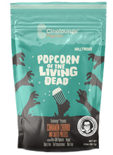 Load image into Gallery viewer, Forget about 'brains' being the flavor 'du jour' for the undead! These bags of cinnamon, Churro, and pretzel-filled goodness are zombie approved - and the living like it even more!   When you feast your eyes on this popcorn, you too will take on traits of our living-dead friends. The symptoms are;  - Salivating mouth  - Insatiable appetite  And what is even more amazing, is this decadent snack is quite healthy!  NON GMO | VEGAN | DAIRY FREE | NUT FREE | NO PRESERVATIVES